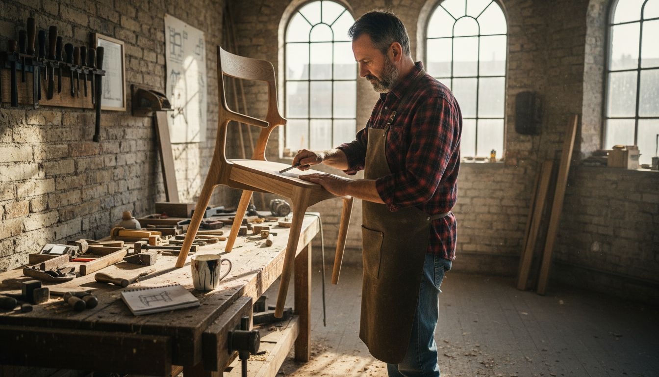 1770691429274_image-1 | Manufakturx.de 🛠️ Ein Handwerker prüft sorgfältig die Verbindungen eines Designerstuhls.