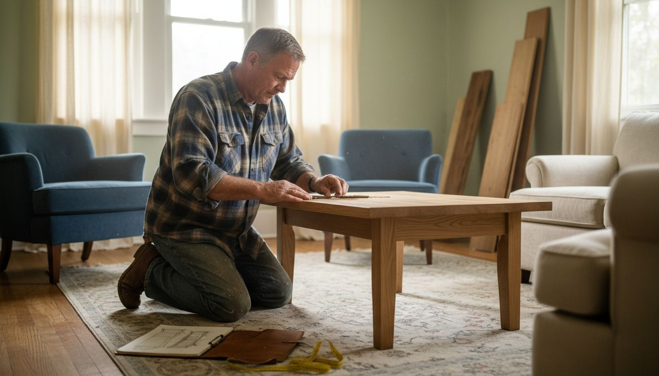1770858860035_image-1 | Manufakturx.de 🛠️ Ein Handwerker verleiht einem Holztisch in einem gemütlichen Raum den letzten Schliff.